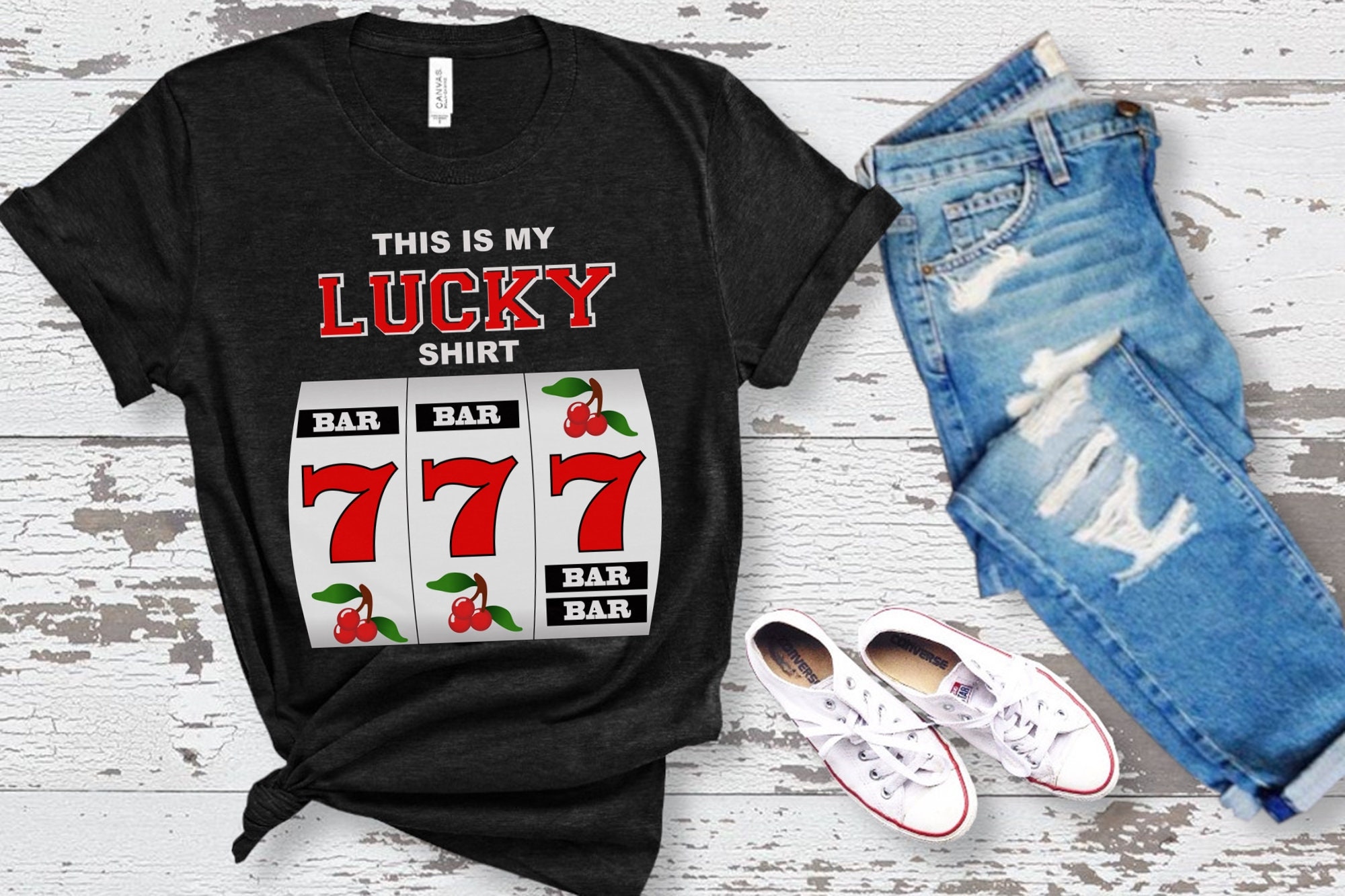 Casino Shirt 777 Lucky Shirt Las Vegas Shirt Slot Machine Etsy