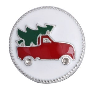 Christmas Red Truck Snap Button, Farm House Christmas Jewelry, Interchangeable Jewelry 18-22 mm Snap Jewelry, Ginger Snaps, Magnolia & Vine