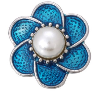 Blaue Perlen Blume Druckknopf Charm Wechselschmuck 18-22 mm Druckknopf Schmuck, Ingwer Druckknöpfe, Noosa, Magnolie & Vine, Chunk Snap