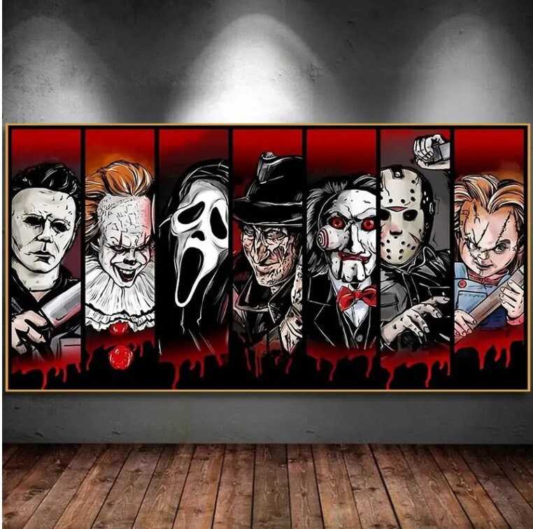 DIY Horror Diamond Painting Movie Classic Characters Collage Full Diamond  Embroidery Rhinestone Art Halloween Home Decor Picture