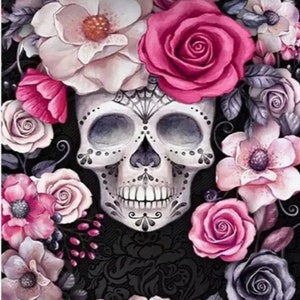 Frameless Flower Skull and Roses DIY Rhinestone Diamond Painting Kit - 20x30 cm - 7.9x11.8in, Home Decor, Gift