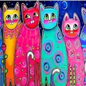 5D Cartoon Cats Diamond Painting Kit, DIY Art, Wall Decoration, Round Drills, 30 x 40 cm (11.8x15.7 Inches), Gift for Mom