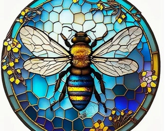 5D Honey Bee Diamond Painting DIY Kit, 30 cm, 11.8 Inches, Round Canvas Diamond Art, Diamond Embroidery, Home Decor, Gift for Mom, US Seller