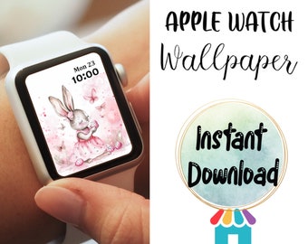 Bunny Apple Watch Wallpaper Design, Rabbit Watch Background, Smart Watch Wallpaper, Lock Screen Wallpaper, Watch Digital Download