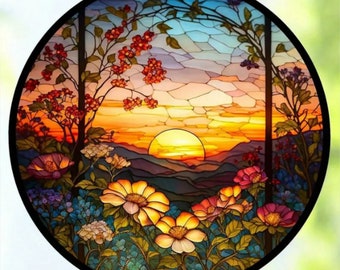 5D Sunrise Sunset Round Canvas Diamond Painting DIY Kit, 30 cm, 11.8 Inches, Diamond Embroidery, Home Decor, Gift for Mom, US Seller