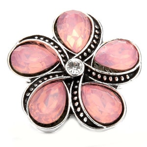 Crystal Flower Snap Button, Interchangeable Jewelry 18-22 mm Snap Jewelry, Ginger Snaps, Noosa, Magnolia & Vine, Chunk Snap