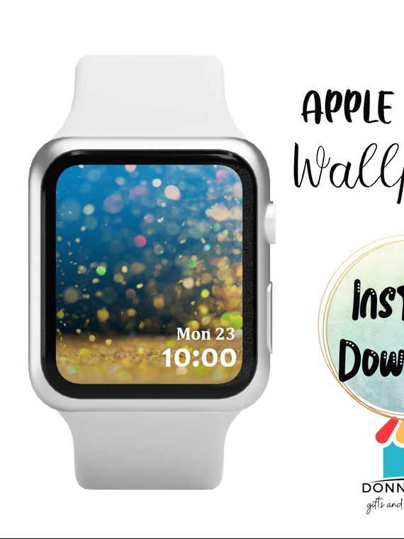 Apple Watch Wallpaper Blue and Gold Glitter Apple Watch Wallpaper Lock Screen Wallpaper Glitter Watch Digital Download Etsy