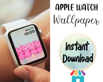 Easter Peeps Apple Watch Wallpaper Design Digital Download, Pink Bunny Peeps Smart Watch Wallpaper, Lock Screen Wallpaper