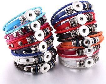 Snap Button Bracelet Bangle Snap Leather Bracelet, 18-22mm, Adjustable, Magnolia and Vine, Noosa, Snap Jewelry, Ginger Snaps