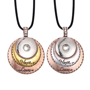 Interchangeable Hope and Love Pendant, 18-22 MM, Snap Button, Charm Necklace, Interchangeable jewelry, Ginger Snaps, Noosa, Magnolia & Vine