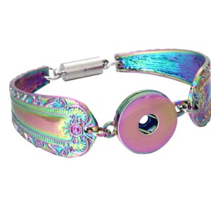 Snap Jewelry, Colorful Spoon bracelet, 18 -22 mm, Metal Snap Button Bracelet, Magnetic Clasp, Ginger Snap, Noosa, Magnolia & Vine