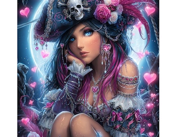 Exclusive Sexy Pirate Girl Diamond Painting Kit, 5D Adult Craft Kit, Diamond Dots Paintings, US Seller, 30x40 11.81x15.75 inches