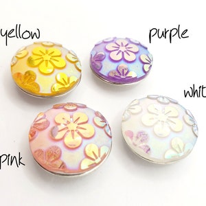 Floral Snap Button Charm, Interchangeable Jewelry 18-22 mm Snap Jewelry, Ginger Snaps, Noosa, Magnolia & Vine, Chunk Snap