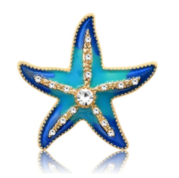 Rhinestone Snap Charm Button - 18MM Blue Starfish Flower Design For Custom Jewelry Making - View #8