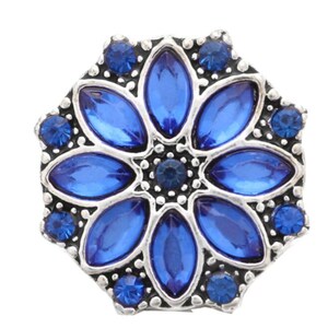 Blue Crystal Snap Button, Interchangeable Jewelry 18-22 mm Snap Jewelry,  Ginger Snaps, Noosa, Magnolia & Vine, Chunk Snap