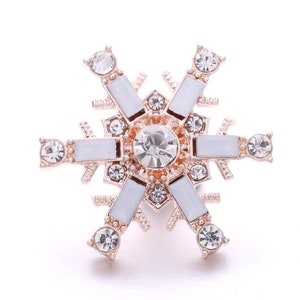 Snowflake Snap, Interchangeable Jewelry 18-22 mm Snap Jewelry, Ginger Snaps, Noosa, Magnolia & Vine, Chunk Snap