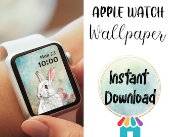Easter Bunny Apple Watch Wallpaper Design, Rabbit Watch Background, Smart Watch Wallpaper, Lock Screen Wallpaper, Watch Digital Download