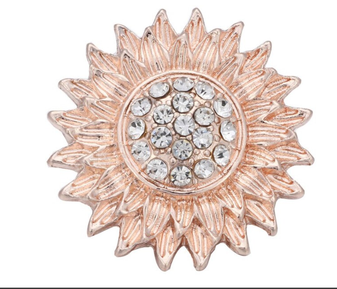 Rose Gold Sunflower Snap Button Interchangeable Jewelry 1822 Etsy