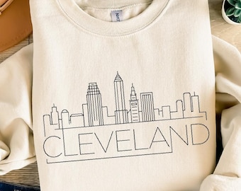 Cleveland Skyline City Sweatshirt, Cleveland Ohio Skyline Silhouette Shirt,  Cleveland Trip Hoodie, Cleveland Vacation,  Souvenir Tee