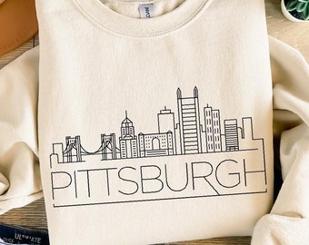 Pittsburgh City Skyline Shirt, Pittsburgh Pensilvanya Cityscape Silhouette Sweatshirt, Pittsburgh Souvenir Hoodie, Pittsburgh Trip Tee