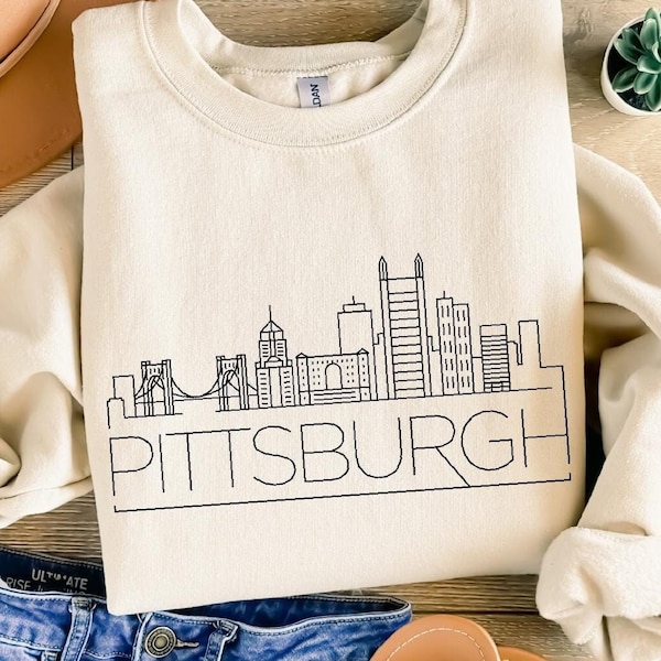 Pittsburgh City Skyline Shirt, Pittsburgh Pensilvanya Cityscape Silhouette Sweatshirt, Pittsburgh Souvenir Hoodie, Pittsburgh Trip Tee