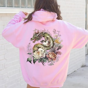 Boho Dragon Floral Shirt, Mystic Fantasy Dragon Flower Sweatshirt, Chinese Zodiac Year of Dragon Tee, Gift For Dragon Lover, Dragon Shirt