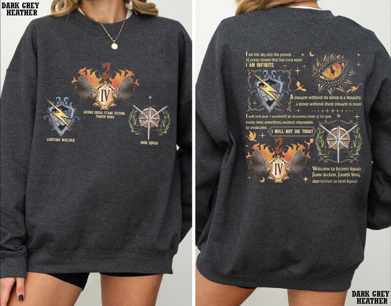 a woman wearing a sweatshirt with a graphic on it