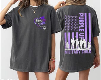 Purple Up For Military Kids 2 Sides Shirt, Proud Military Child Sweatshirt, Purple Up Day Hoodie For Military Mom, Military Mom Tee