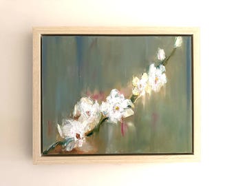 Orchid Oil Painting-Original- Floral Art-  11 x 14-Modern- Framed- Ready to Hang Art