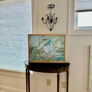 Original Abstract Painting: Neutral Colors, Wood Frame (18x24 plus Frame)