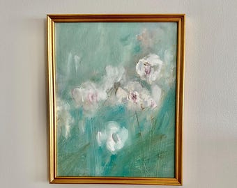 Ethereal Orchids Painting-Original- Scenic Art-  14 x 11 Framed- Ready to Hang Art