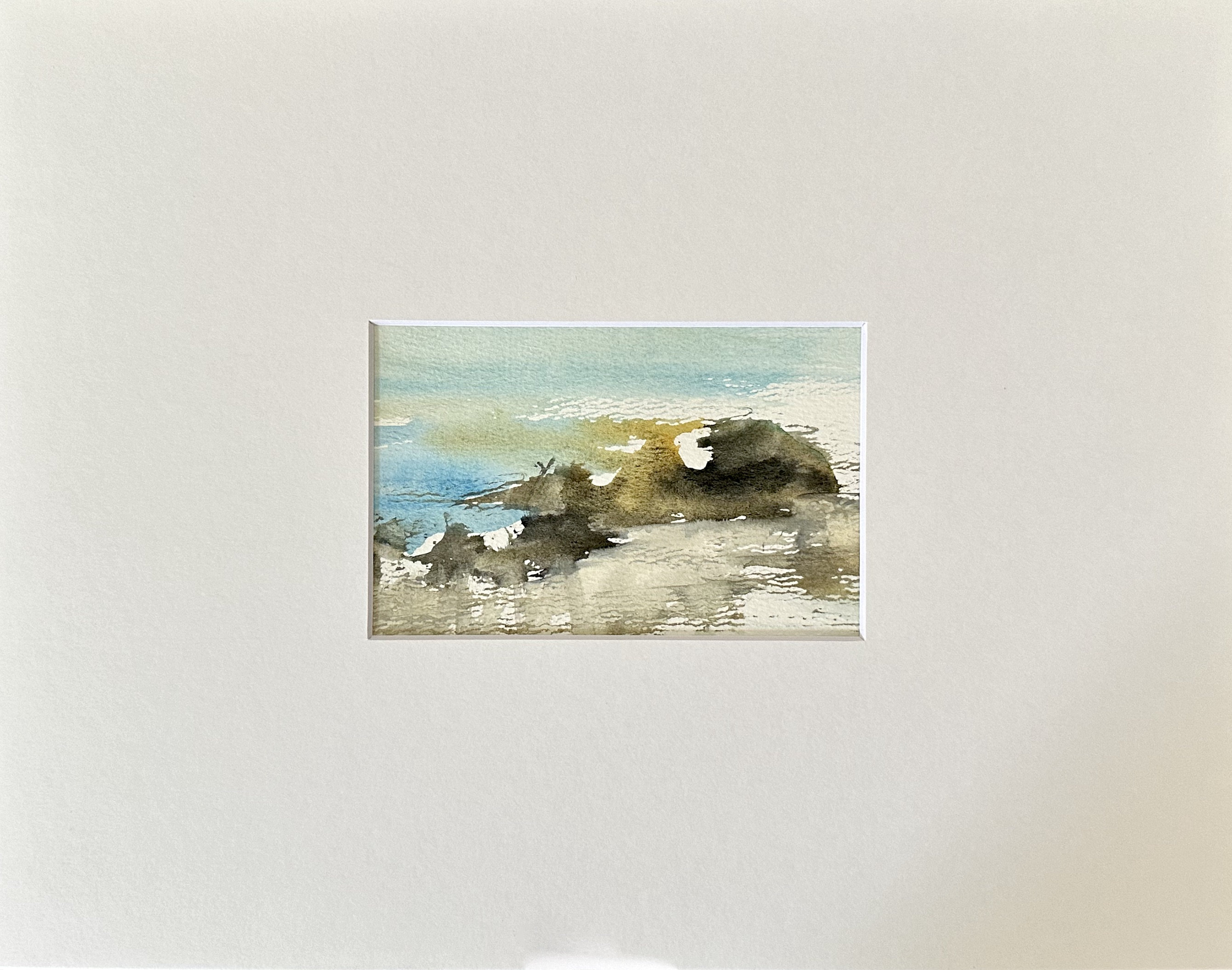 Abstract Beach Watercolor Painting: Matted Original Art (4x6 to 11x14)