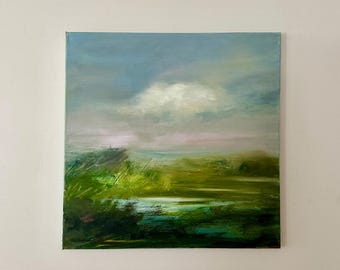 Landscape Oil Painting: 20 x 20 Contemporary Art -  ready to hang- can be framed