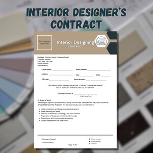 Interior Design Contract - Interior Design Agreement Template - Word and PDF File - Instant download