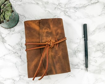 Rugged handmade leather journal, leather notebook, vintage journal, gift for men, rugged journal, handmade paper, pen holder, travel journal