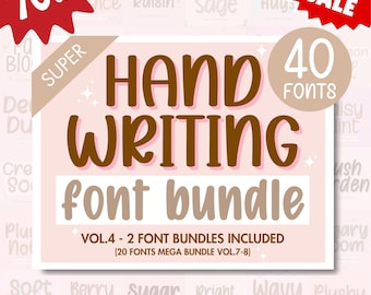 40 Handwritten Font Bundle Vol.4 – Handwriting Fonts for Digital Planners, Goodnotes & Cricut Projects