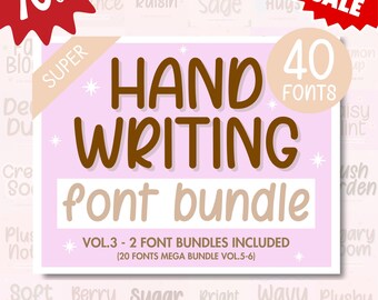 Handwriting Fonts Bundle, 40 Cute Planner Fonts