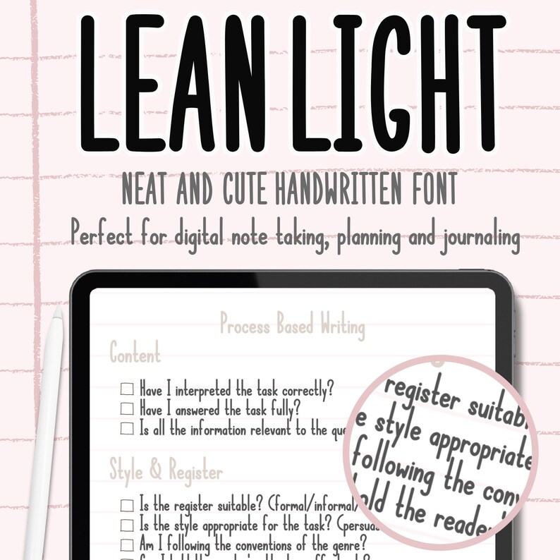 Lean Light – Handwritten Font for Digital Planners, Goodnotes & Cricut ...