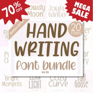 Handwriting Fonts Bundle, Handwritten Fonts, Neat fonts, Goodnotes fonts, Digital planner fonts, iPad fonts, Procreate Font, Back to school
