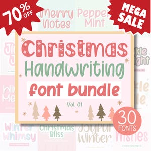 Christmas Handwriting Fonts Bundle, Handwritten fonts, Neat fonts, Goodnotes fonts, Digital planner fonts, iPad font, Study notes font