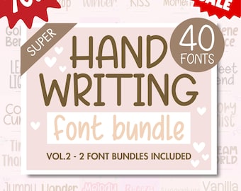 40 Handwritten Font Bundle Vol.2 – Handwriting Fonts for Digital Planners, Goodnotes & Cricut Projects