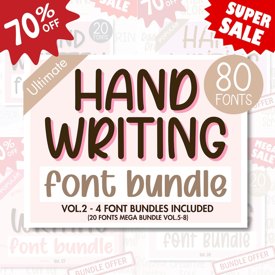 80 Handwritten Font Bundle Vol.2 – 80 Handwriting Fonts for Digital ...