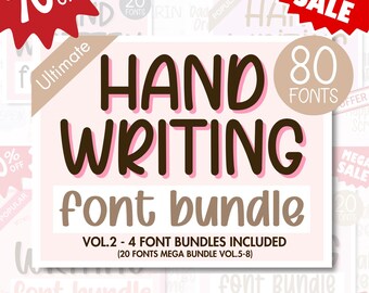 80 Handwritten Font Bundle Vol.2 – 80 Handwriting Fonts for Digital Planners, Goodnotes & Cricut Projects