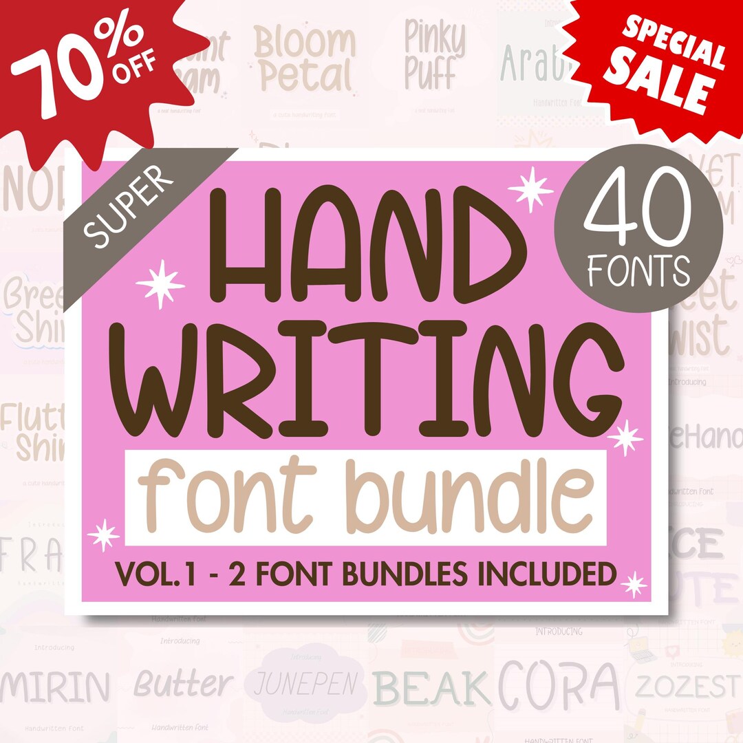 40 Handwritten Font Bundle Vol.1 – Handwriting Fonts for Digital ...