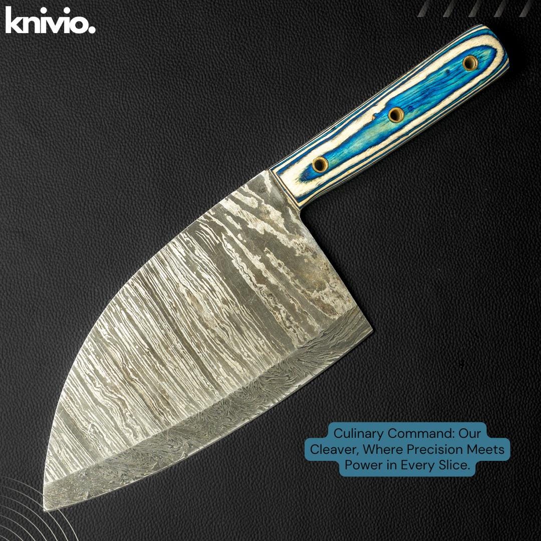 Rustic Cleaver Handmade Damascus Steel Cleaver Custom Butcher Knife, Rustic Chopping ...