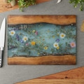 Glass Charcuterie Board, Cutting Board, Maple Wildflower Design, Housewarming Kitchen Decor Christmas Gift, 0531