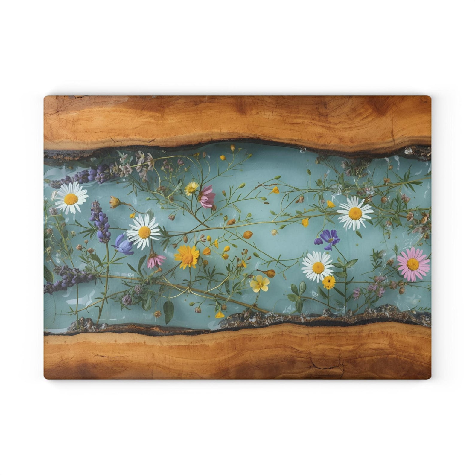 Glass Charcuterie Board, Cutting Board, Maple Wildflower Design, Housewarming Kitchen Decor Christmas Gift, 0531 - 8" x 11"