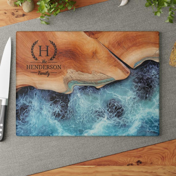 Personalized Tempered Glass Cutting Board – 8x11 Cheese Board – Great Gift Idea