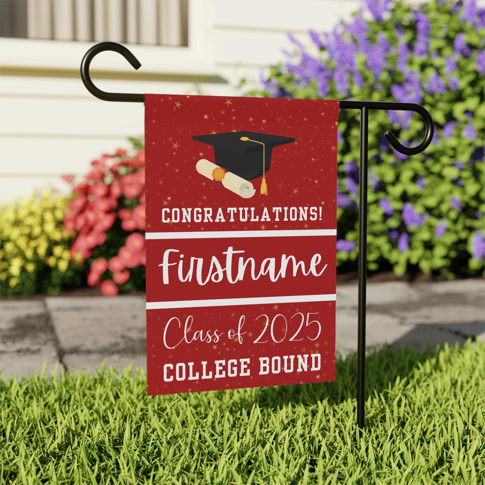 Custom College Bound Yard Flag, Custom College Sign, College Bound Garden Flag, Personalized College Yard Flag, Class of 2025, 0465