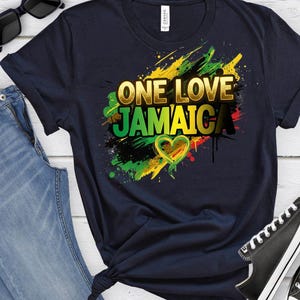 One Love Jamaica T-Shirt Design: Metallic Gold PNG (Digital Download)